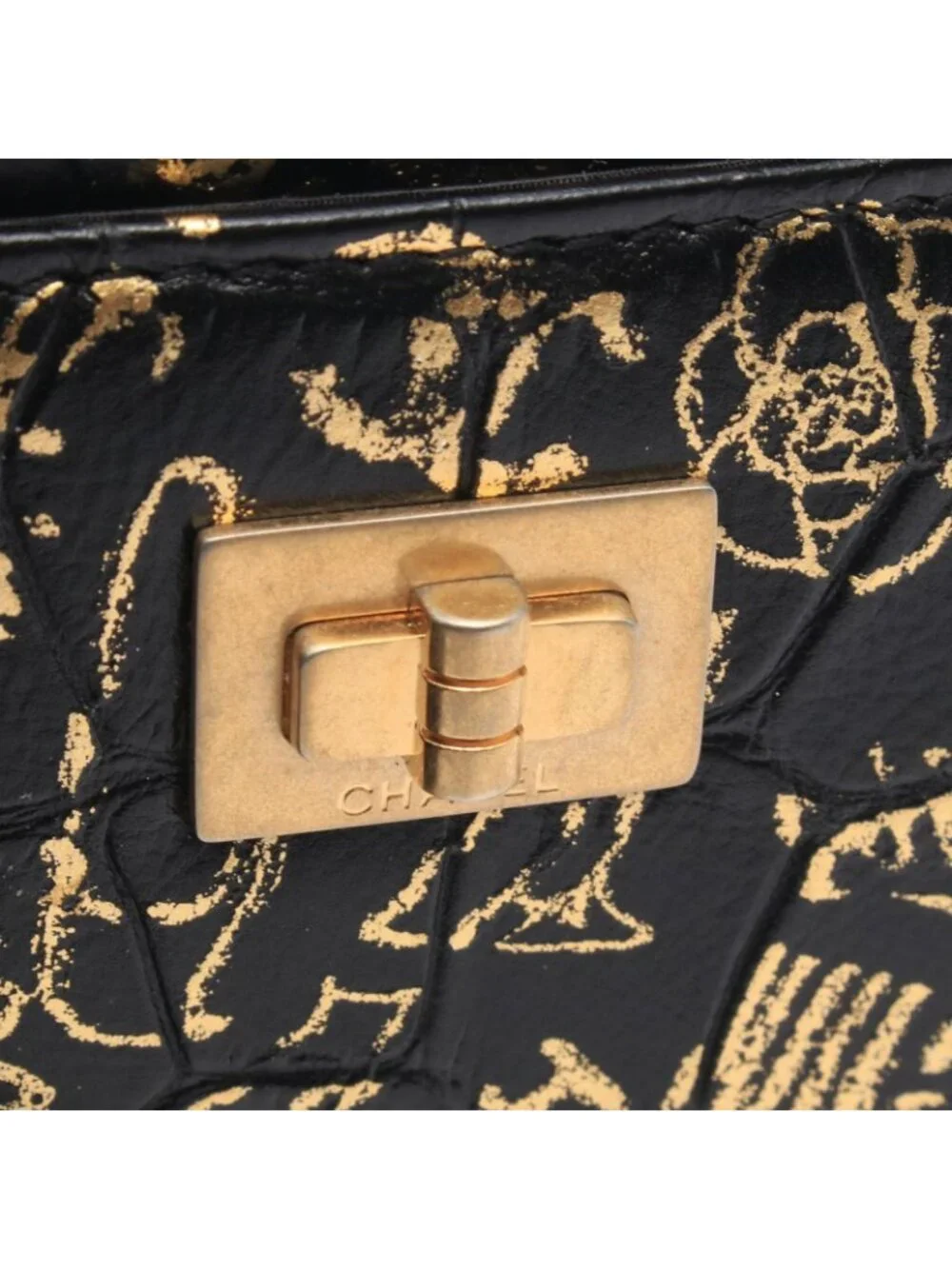 Chanel Card Case 2.55 Graffiti Black Leather